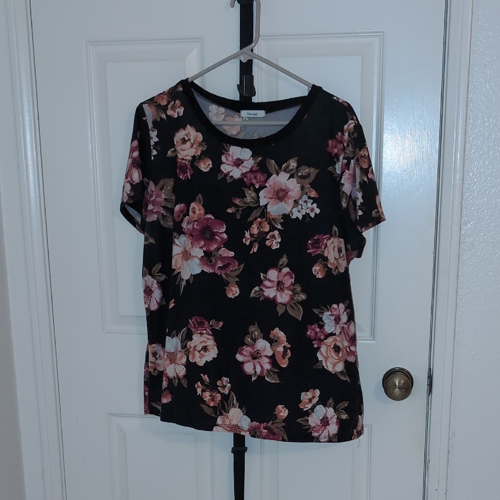 Floral Black Top